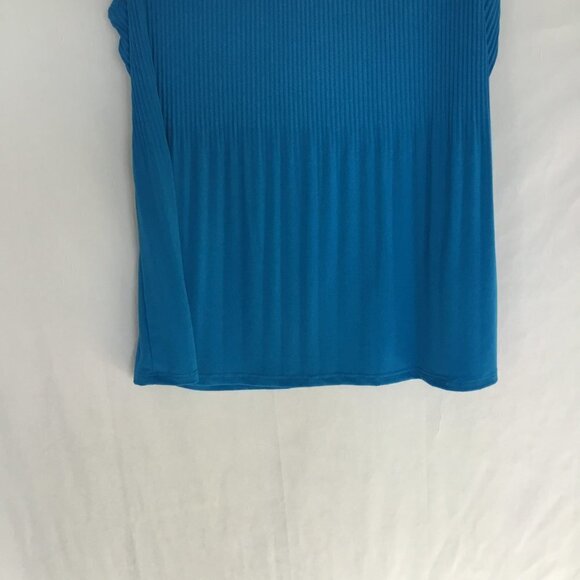 Adrianna Papell Ruffled Neck and Sleeve Mini Pleat Blouse Size Medium in Aqua - Picture 8 of 11